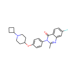 Cc1nc2cc(F)ccc2c(=O)n1-c1ccc(OC2CCN(C3CCC3)CC2)cc1 ZINC000040865997