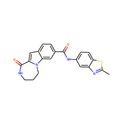 Cc1nc2cc(NC(=O)c3ccc4cc5n(c4c3)CCCNC5=O)ccc2s1 ZINC000147712838