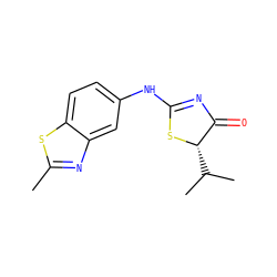 Cc1nc2cc(NC3=NC(=O)[C@H](C(C)C)S3)ccc2s1 ZINC000028826754