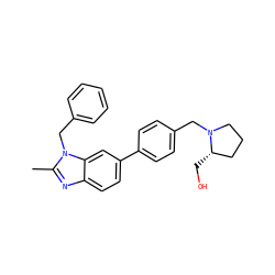 Cc1nc2ccc(-c3ccc(CN4CCC[C@@H]4CO)cc3)cc2n1Cc1ccccc1 ZINC001772640985