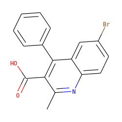 Cc1nc2ccc(Br)cc2c(-c2ccccc2)c1C(=O)O ZINC000000218826