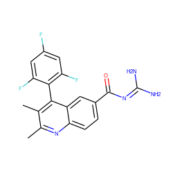 Cc1nc2ccc(C(=O)N=C(N)N)cc2c(-c2c(F)cc(F)cc2F)c1C ZINC000168318505