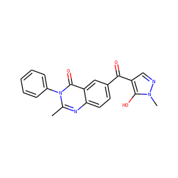 Cc1nc2ccc(C(=O)c3cnn(C)c3O)cc2c(=O)n1-c1ccccc1 ZINC000299837942