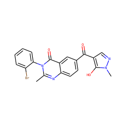 Cc1nc2ccc(C(=O)c3cnn(C)c3O)cc2c(=O)n1-c1ccccc1Br ZINC000299818903