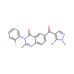 Cc1nc2ccc(C(=O)c3cnn(C)c3O)cc2c(=O)n1-c1ccccc1F ZINC000299838913