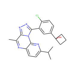 Cc1nc2ccc(C(C)C)nc2n2c(-c3cc(C4(O)CCC4)ccc3Cl)nnc12 ZINC000145744914