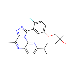 Cc1nc2ccc(C(C)C)nc2n2c(-c3cc(OCC(C)(C)O)ccc3F)nnc12 ZINC000145732328