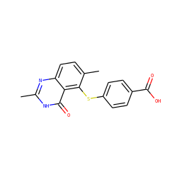 Cc1nc2ccc(C)c(Sc3ccc(C(=O)O)cc3)c2c(=O)[nH]1 ZINC000013826167