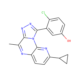 Cc1nc2ccc(C3CC3)nc2n2c(-c3cc(O)ccc3Cl)nnc12 ZINC000145726395