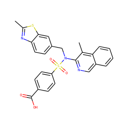 Cc1nc2ccc(CN(c3ncc4ccccc4c3C)S(=O)(=O)c3ccc(C(=O)O)cc3)cc2s1 ZINC000261168217