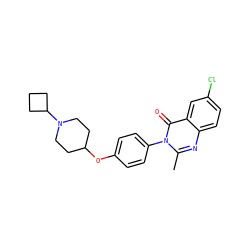 Cc1nc2ccc(Cl)cc2c(=O)n1-c1ccc(OC2CCN(C3CCC3)CC2)cc1 ZINC000040865149