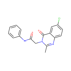 Cc1nc2ccc(Cl)cc2c(=O)n1CC(=O)Nc1ccccc1 ZINC000299826929