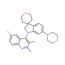 Cc1nc2ccc(Cl)cc2c(N2CC3(CCOCC3)c3ccc(N4CCOCC4)cc32)c1C ZINC000118093382