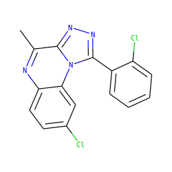 Cc1nc2ccc(Cl)cc2n2c(-c3ccccc3Cl)nnc12 ZINC000103257164