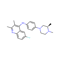 Cc1nc2ccc(F)cc2c(Nc2ccc(N3CCN(C)[C@H](C)C3)cc2)c1C ZINC000052961958