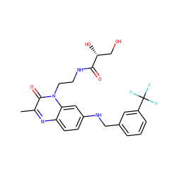 Cc1nc2ccc(NCc3cccc(C(F)(F)F)c3)cc2n(CCNC(=O)[C@H](O)CO)c1=O ZINC000045288795
