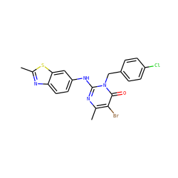 Cc1nc2ccc(Nc3nc(C)c(Br)c(=O)n3Cc3ccc(Cl)cc3)cc2s1 ZINC000204098485