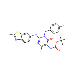 Cc1nc2ccc(Nc3nc(C)c(NC(=O)OC(C)(C)C)c(=O)n3Cc3ccc(Cl)cc3)cc2s1 ZINC000219549648