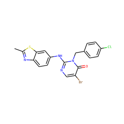 Cc1nc2ccc(Nc3ncc(Br)c(=O)n3Cc3ccc(Cl)cc3)cc2s1 ZINC000204092498