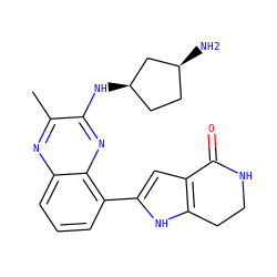 Cc1nc2cccc(-c3cc4c([nH]3)CCNC4=O)c2nc1N[C@@H]1CC[C@H](N)C1 ZINC000222409614