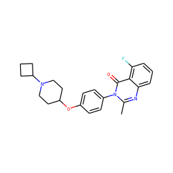 Cc1nc2cccc(F)c2c(=O)n1-c1ccc(OC2CCN(C3CCC3)CC2)cc1 ZINC000040936938