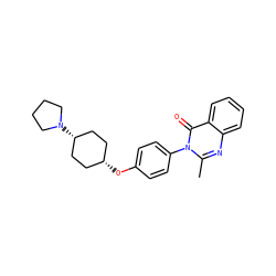 Cc1nc2ccccc2c(=O)n1-c1ccc(O[C@H]2CC[C@@H](N3CCCC3)CC2)cc1 ZINC000101224450