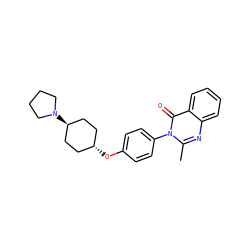 Cc1nc2ccccc2c(=O)n1-c1ccc(O[C@H]2CC[C@H](N3CCCC3)CC2)cc1 ZINC000101224456