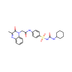 Cc1nc2ccccc2n(CC(=O)Nc2ccc(S(=O)(=O)NC(=O)NC3CCCCC3)cc2)c1=O ZINC001772636320