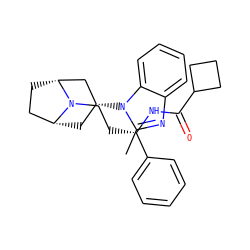 Cc1nc2ccccc2n1[C@@H]1C[C@@H]2CC[C@H](C1)N2CC[C@H](NC(=O)C1CCC1)c1ccccc1 ZINC000101588477