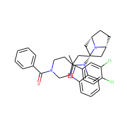 Cc1nc2ccccc2n1[C@@H]1C[C@@H]2CC[C@H](C1)N2CCC1(c2ccc(Cl)c(Cl)c2)CCN(C(=O)c2ccccc2)CC1 ZINC000103234826