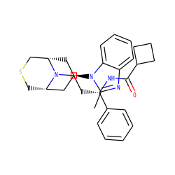 Cc1nc2ccccc2n1[C@@H]1C[C@H]2CSC[C@@H](C1)N2CC[C@H](NC(=O)C1CCC1)c1ccccc1 ZINC000101588461
