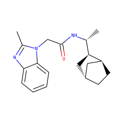 Cc1nc2ccccc2n1CC(=O)N[C@H](C)[C@@H]1C[C@H]2CC[C@H]1C2 ZINC000102286272