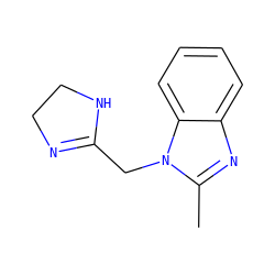 Cc1nc2ccccc2n1CC1=NCCN1 ZINC000073292130