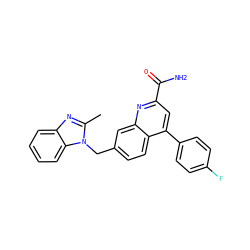 Cc1nc2ccccc2n1Cc1ccc2c(-c3ccc(F)cc3)cc(C(N)=O)nc2c1 ZINC000221608763