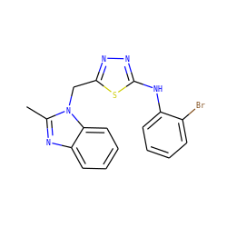 Cc1nc2ccccc2n1Cc1nnc(Nc2ccccc2Br)s1 ZINC000653829553