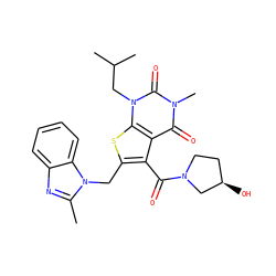 Cc1nc2ccccc2n1Cc1sc2c(c1C(=O)N1CC[C@@H](O)C1)c(=O)n(C)c(=O)n2CC(C)C ZINC000014977721