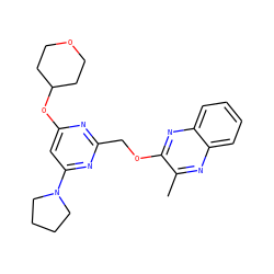 Cc1nc2ccccc2nc1OCc1nc(OC2CCOCC2)cc(N2CCCC2)n1 ZINC000095578530