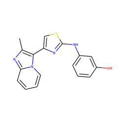 Cc1nc2ccccn2c1-c1csc(Nc2cccc(O)c2)n1 ZINC000004125591