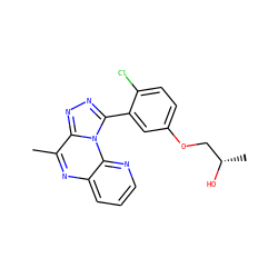 Cc1nc2cccnc2n2c(-c3cc(OC[C@H](C)O)ccc3Cl)nnc12 ZINC000145709306