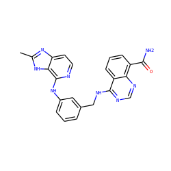 Cc1nc2ccnc(Nc3cccc(CNc4ncnc5c(C(N)=O)cccc45)c3)c2[nH]1 ZINC000114345017