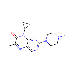 Cc1nc2cnc(N3CCN(C)CC3)nc2n(C2CC2)c1=O ZINC000004239031