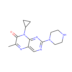 Cc1nc2cnc(N3CCNCC3)nc2n(C2CC2)c1=O ZINC000004238401