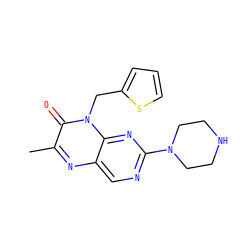 Cc1nc2cnc(N3CCNCC3)nc2n(Cc2cccs2)c1=O ZINC000004238687