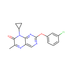 Cc1nc2cnc(Oc3cccc(Cl)c3)nc2n(C2CC2)c1=O ZINC000004238857