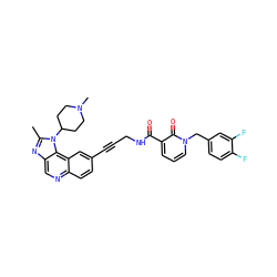 Cc1nc2cnc3ccc(C#CCNC(=O)c4cccn(Cc5ccc(F)c(F)c5)c4=O)cc3c2n1C1CCN(C)CC1 ZINC000169710248
