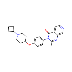 Cc1nc2cnccc2c(=O)n1-c1ccc(OC2CCN(C3CCC3)CC2)cc1 ZINC000040411094