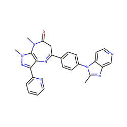 Cc1nc2cnccc2n1-c1ccc(C2=Nc3c(-c4ccccn4)nn(C)c3N(C)C(=O)C2)cc1 ZINC000013743181
