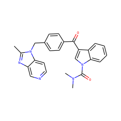 Cc1nc2cnccc2n1Cc1ccc(C(=O)c2cn(C(=O)N(C)C)c3ccccc23)cc1 ZINC000013776618