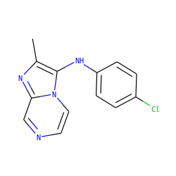 Cc1nc2cnccn2c1Nc1ccc(Cl)cc1 ZINC000066076169
