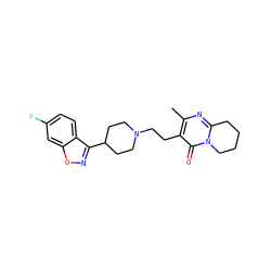 Cc1nc2n(c(=O)c1CCN1CCC(c3noc4cc(F)ccc34)CC1)CCCC2 ZINC000000538312